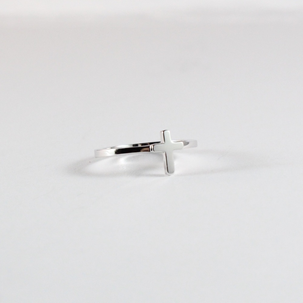 Sterling Silver Stack Cross Ring 6 - image 1
